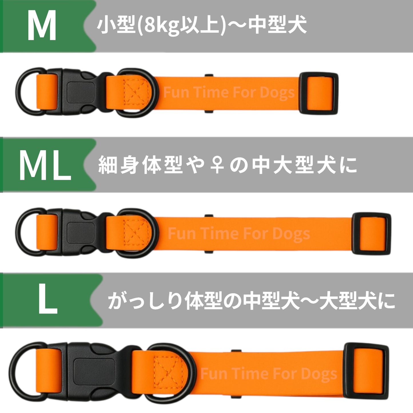犬 首輪 PVC 防水 ダブルリング バックル式 小型犬8（８㎏以上） 中型犬 大型犬 雨散歩 アウトドア 水遊び