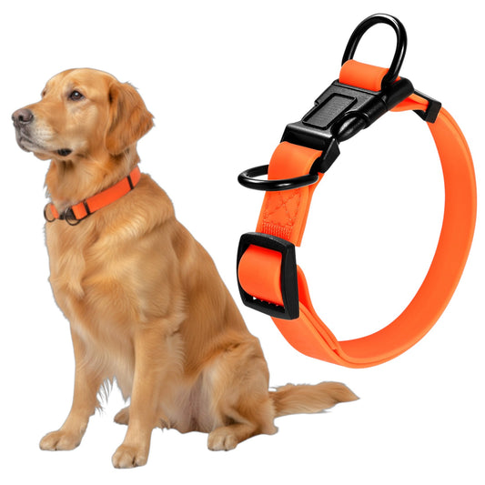 犬 首輪 PVC 防水 ダブルリング バックル式 小型犬8（８㎏以上） 中型犬 大型犬 雨散歩 アウトドア 水遊び